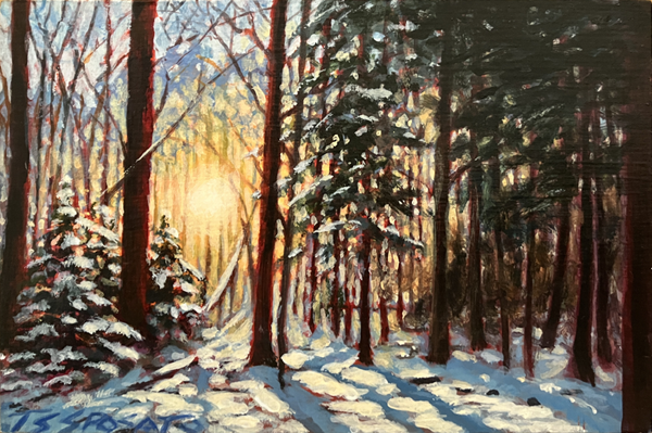 Distant Glow | 6" x 4" Abstract Acrylic Painting on Cradled Panel