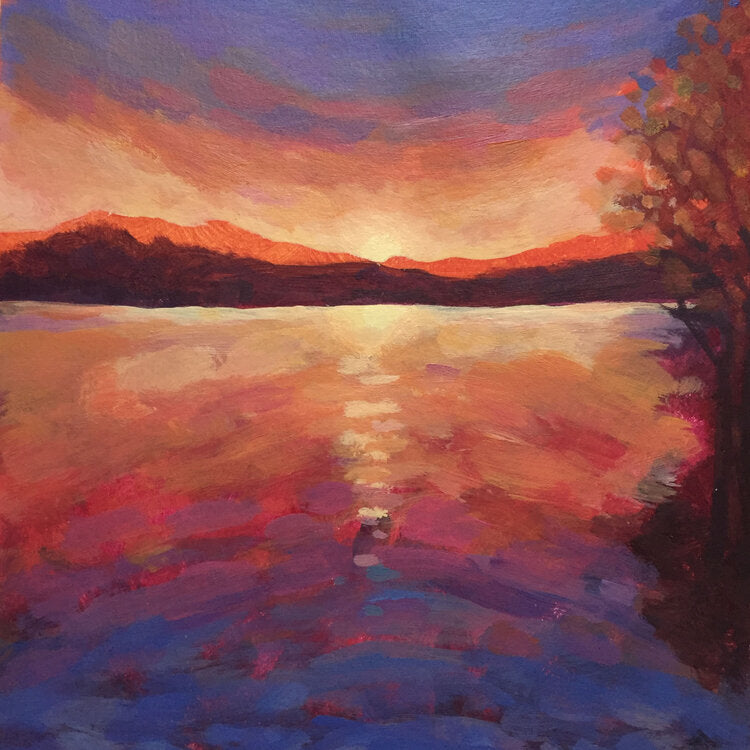 Sunset Lake - 8"x 8"