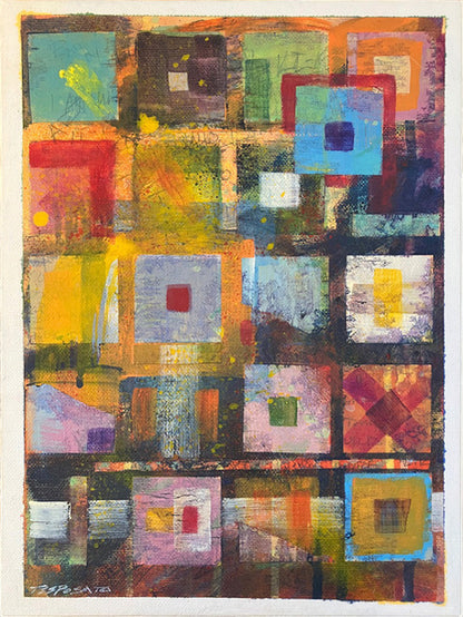 Flower Boxes | 9" x 12" Abstract Acrylic Painting