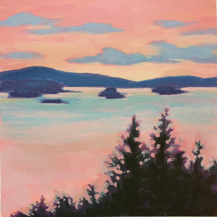 Pink Island Sky - 8"x 8"