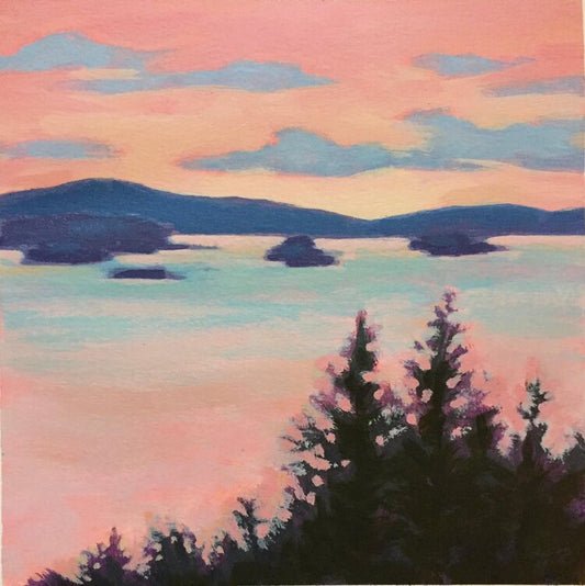 Pink Island Sky - 8"x 8"